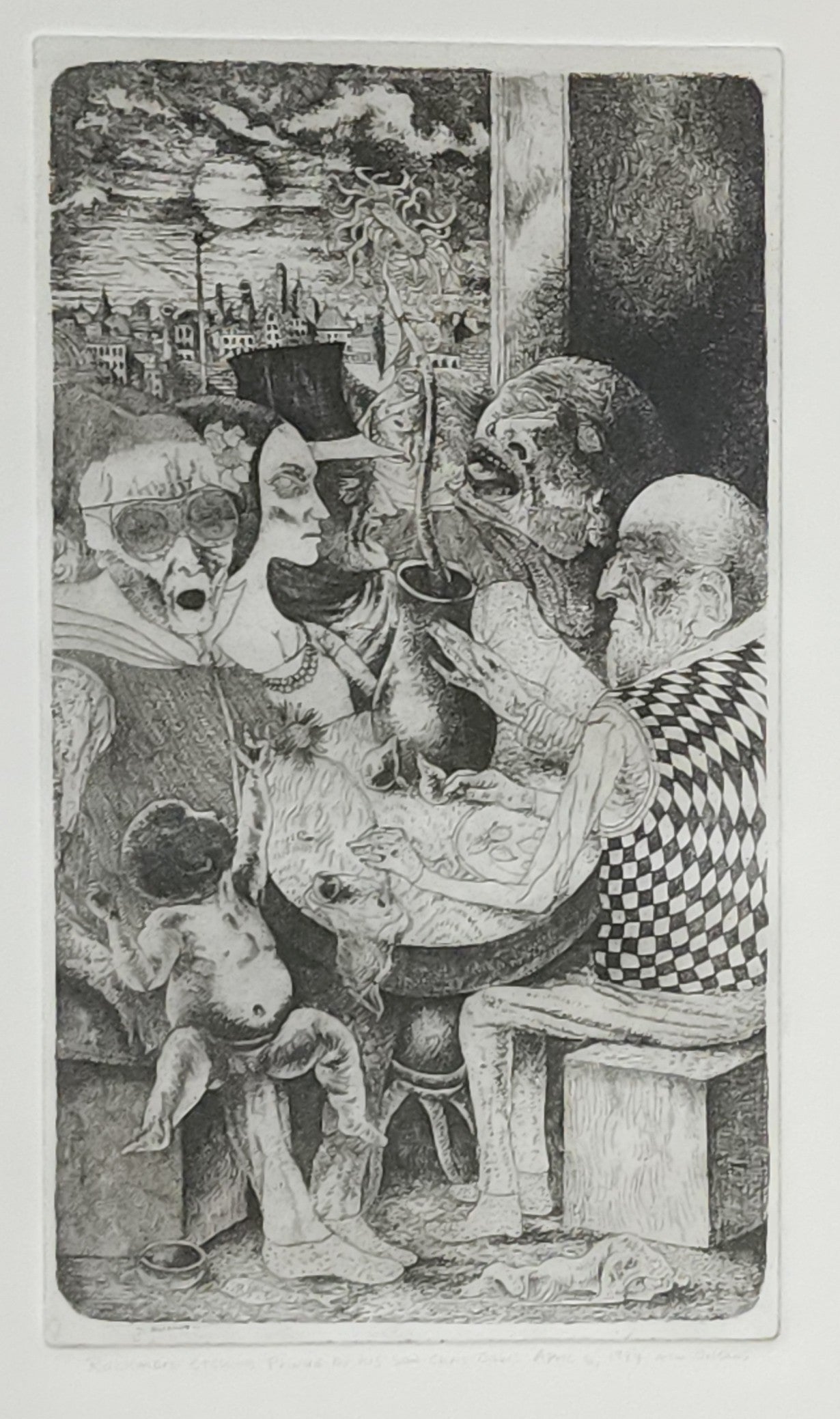 Individual Print from Original Etching Featured in Crucifix in a Deathhand by Charles Bukowski