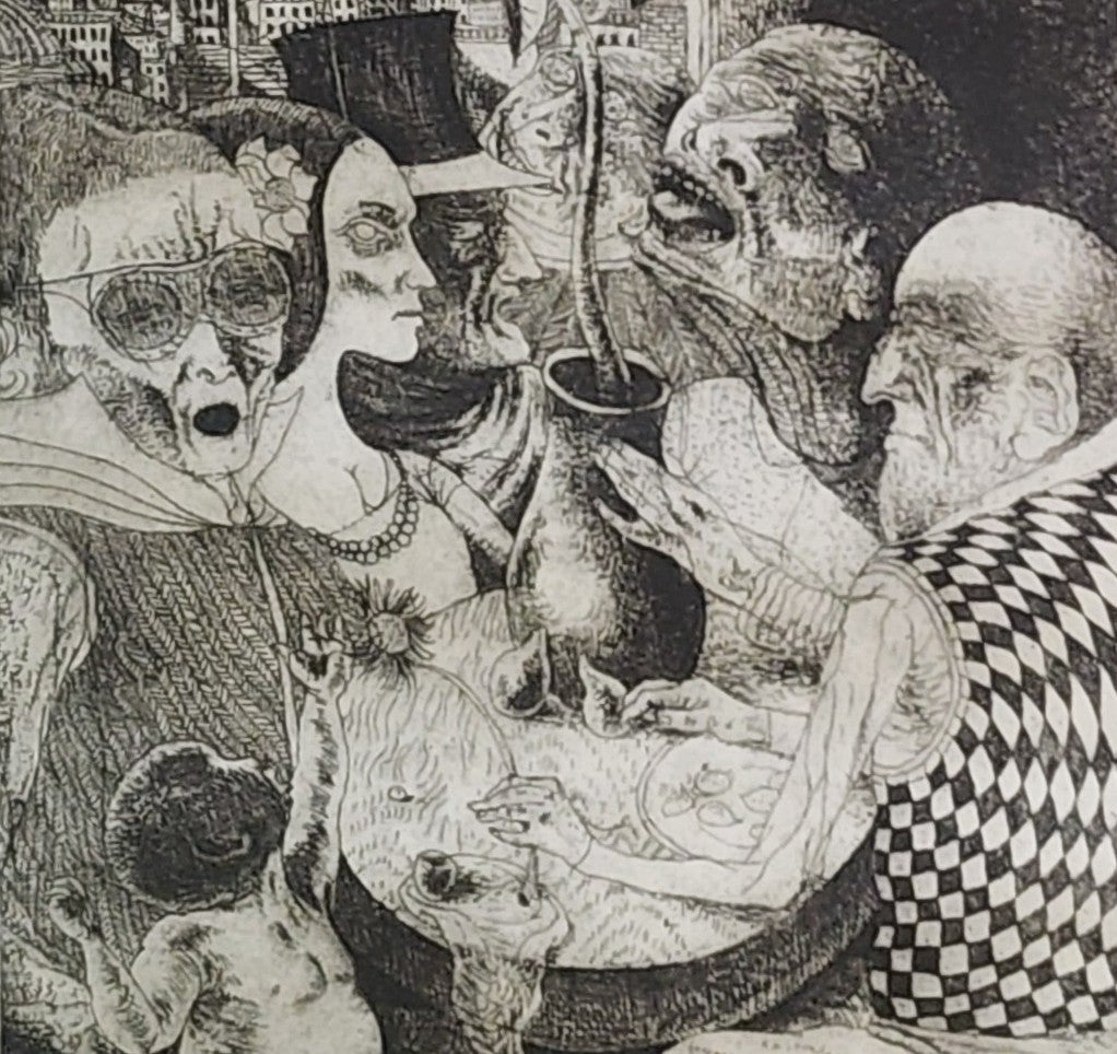 Individual Print from Original Etching Featured in Crucifix in a Deathhand by Charles Bukowski