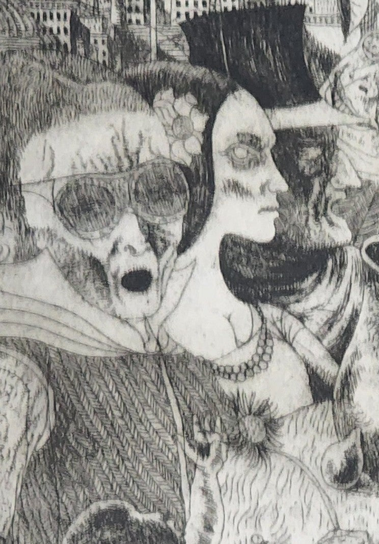 Individual Print from Original Etching Featured in Crucifix in a Deathhand by Charles Bukowski