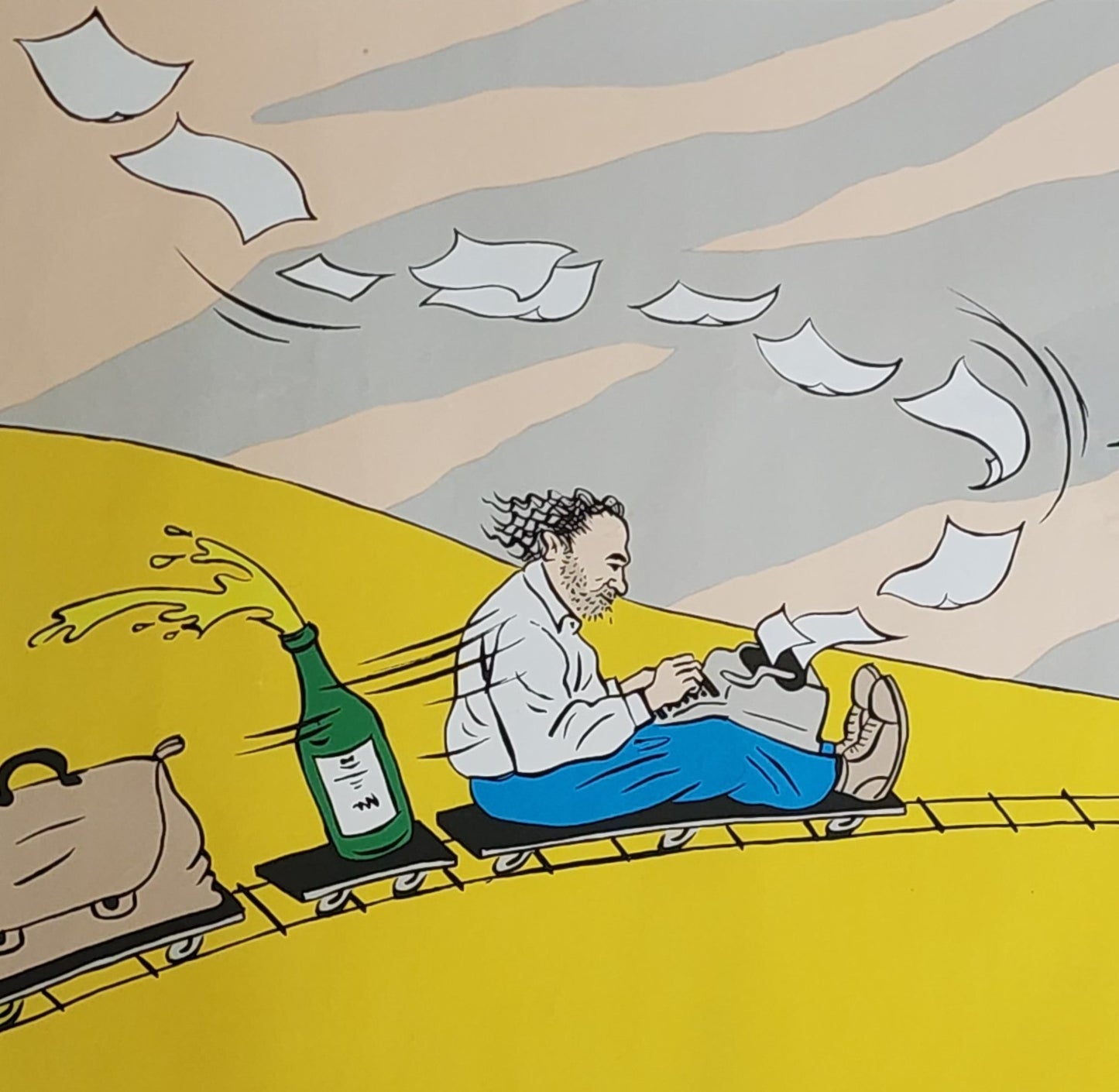 Rare Print (25” x 17”) by MaroVerlag Featuring Drawing of Charles Bukowski