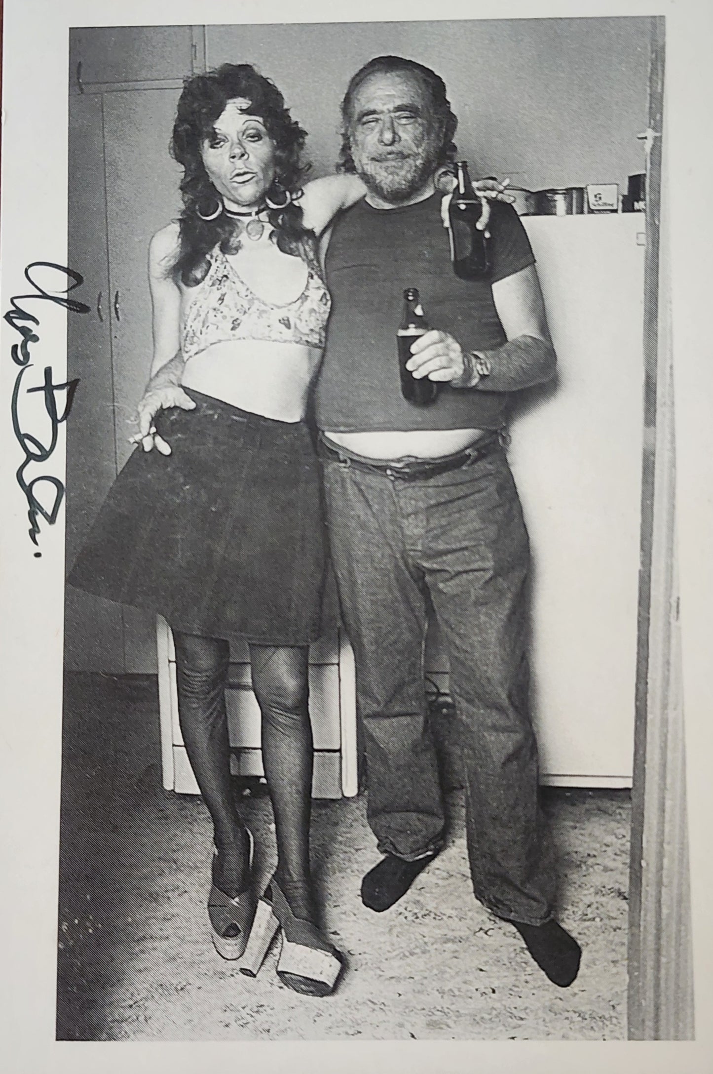 Signed Post Card of Featuring Bukowski and Georgia Hubbard -- Signed by Charles Bukowski