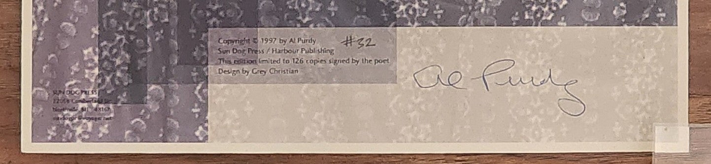 Lament For Bukowski Broadside: #32/126 Copies Signed by Al Purdy