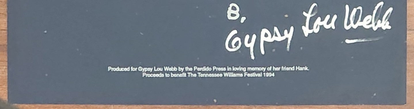 Perdido Press Broadside w/ Bukowski Inscription: Signed by Gypsy Lou Webb (1994)