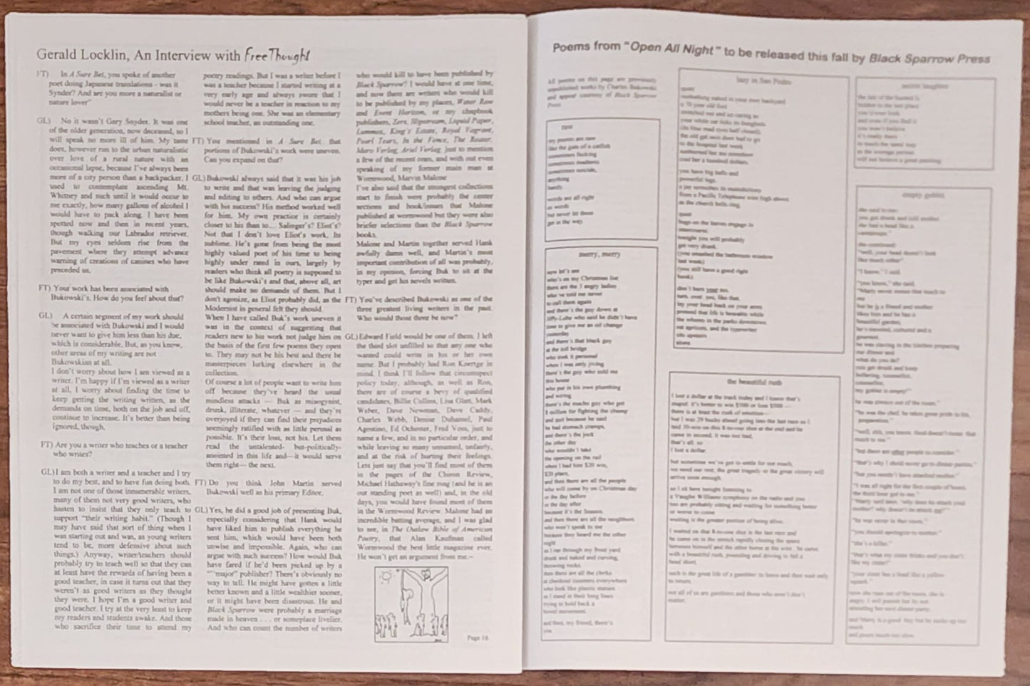 Free Thought. Vol. II, Issue I: Presentation Copy with Photo Sheet Signed by Michael Montfort