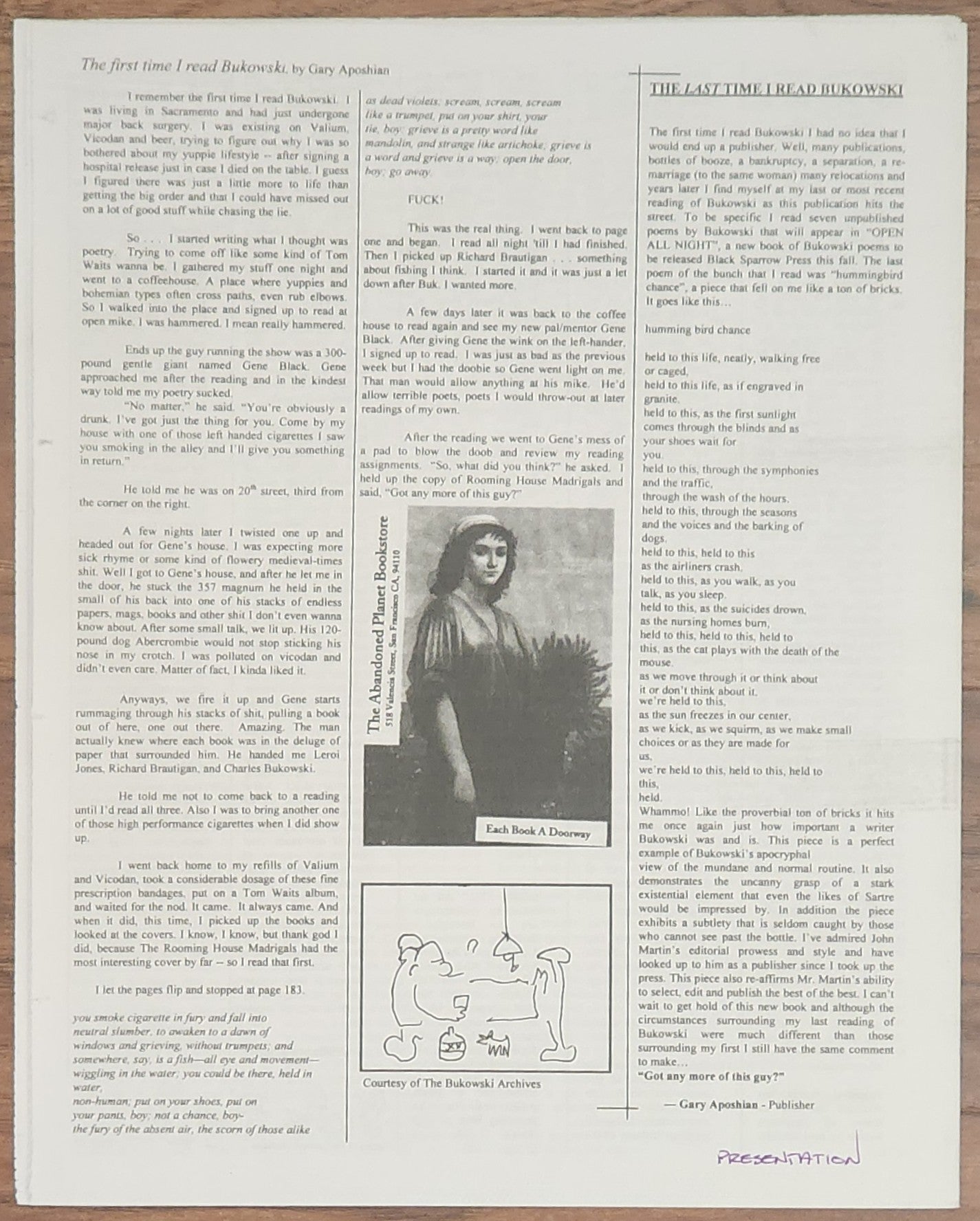 Free Thought. Vol. II, Issue I: Presentation Copy with Photo Sheet Signed by Michael Montfort