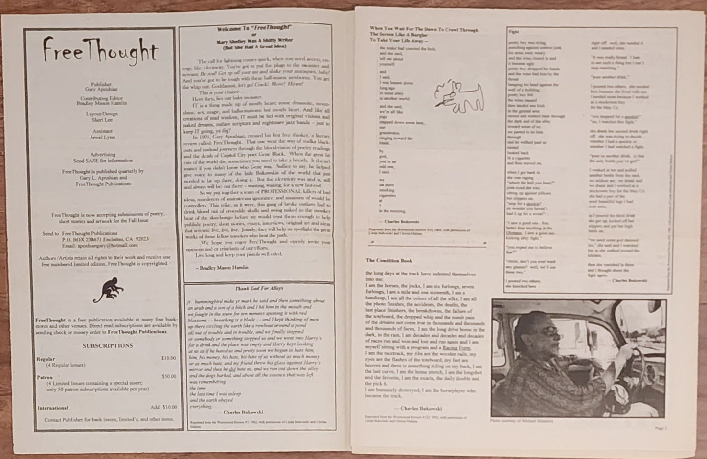 Free Thought. Vol. II, Issue I: Presentation Copy with Photo Sheet Signed by Michael Montfort