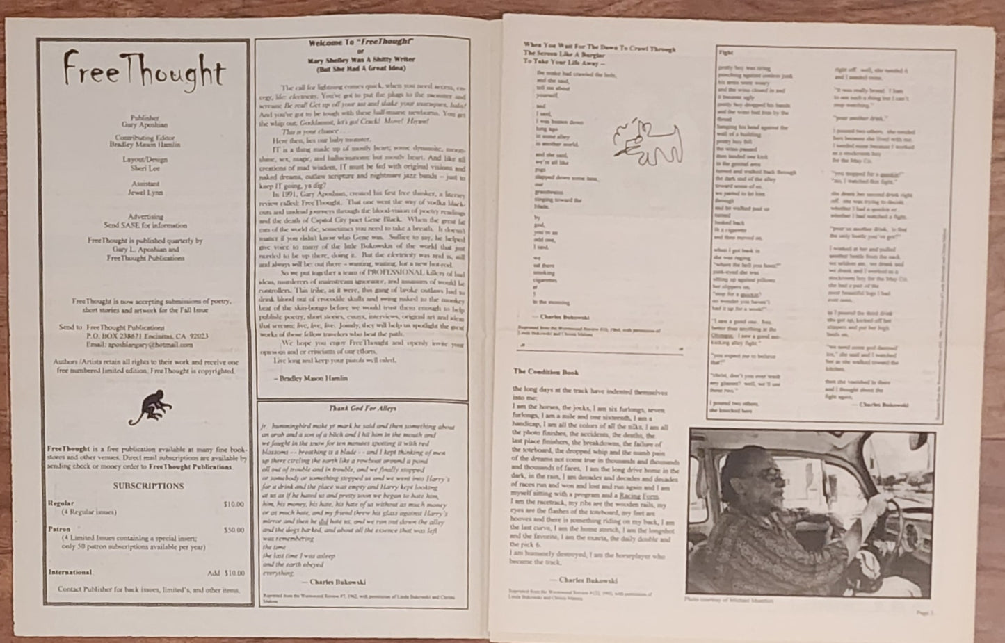 Free Thought. Vol. II, Issue I: Presentation Copy with Photo Sheet Signed by Michael Montfort