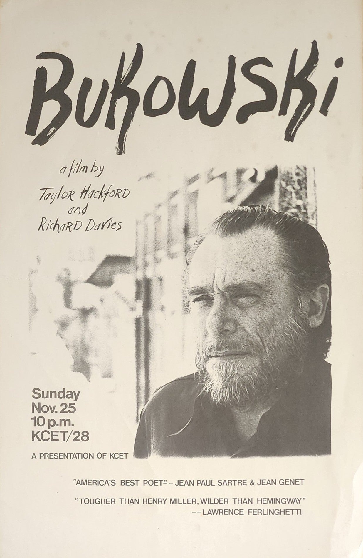 Promotional Poster for “Bukowski” -- 1973 Film by Taylor Hackford