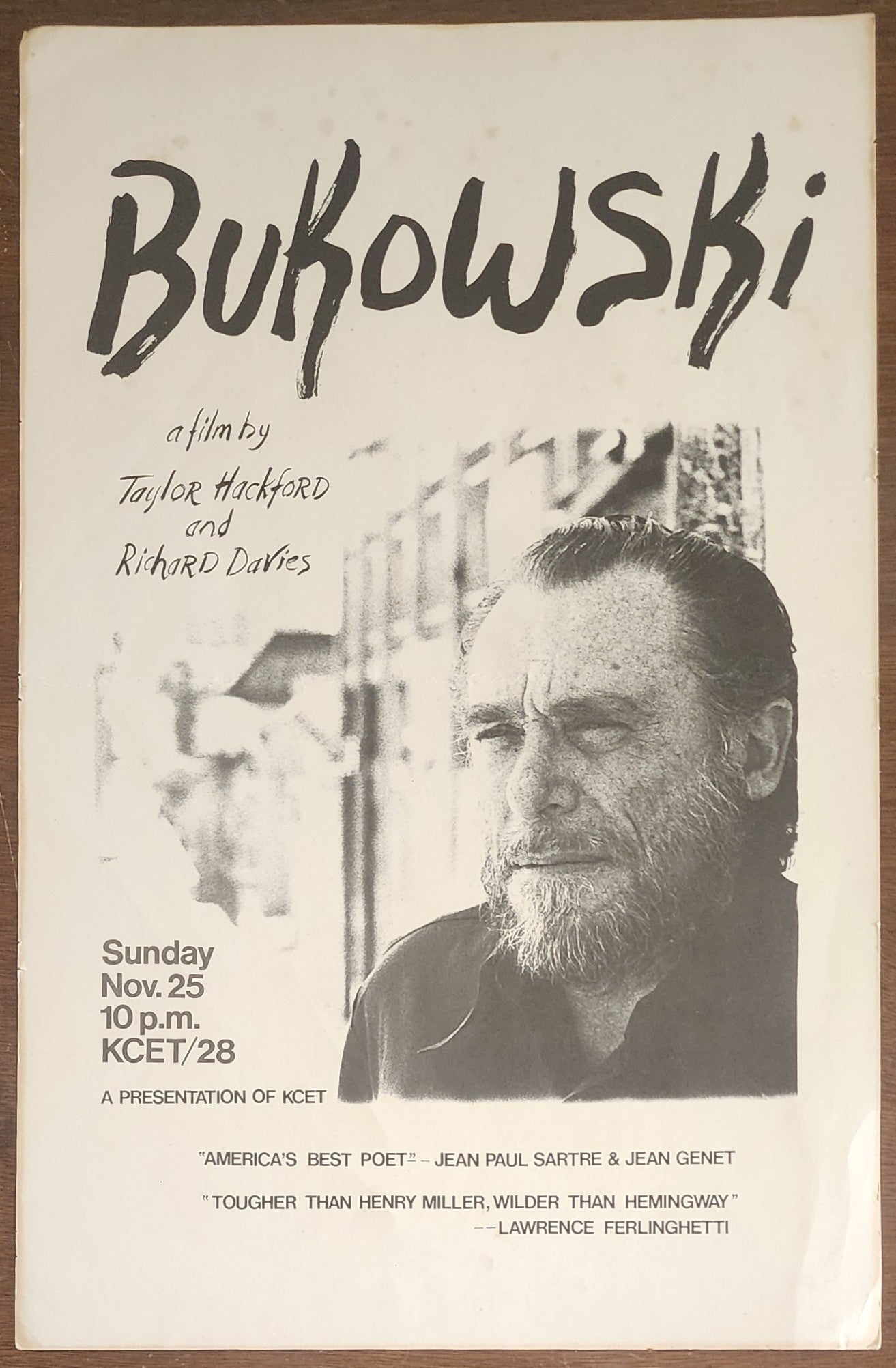 Promotional Poster for “Bukowski” -- 1973 Film by Taylor Hackford