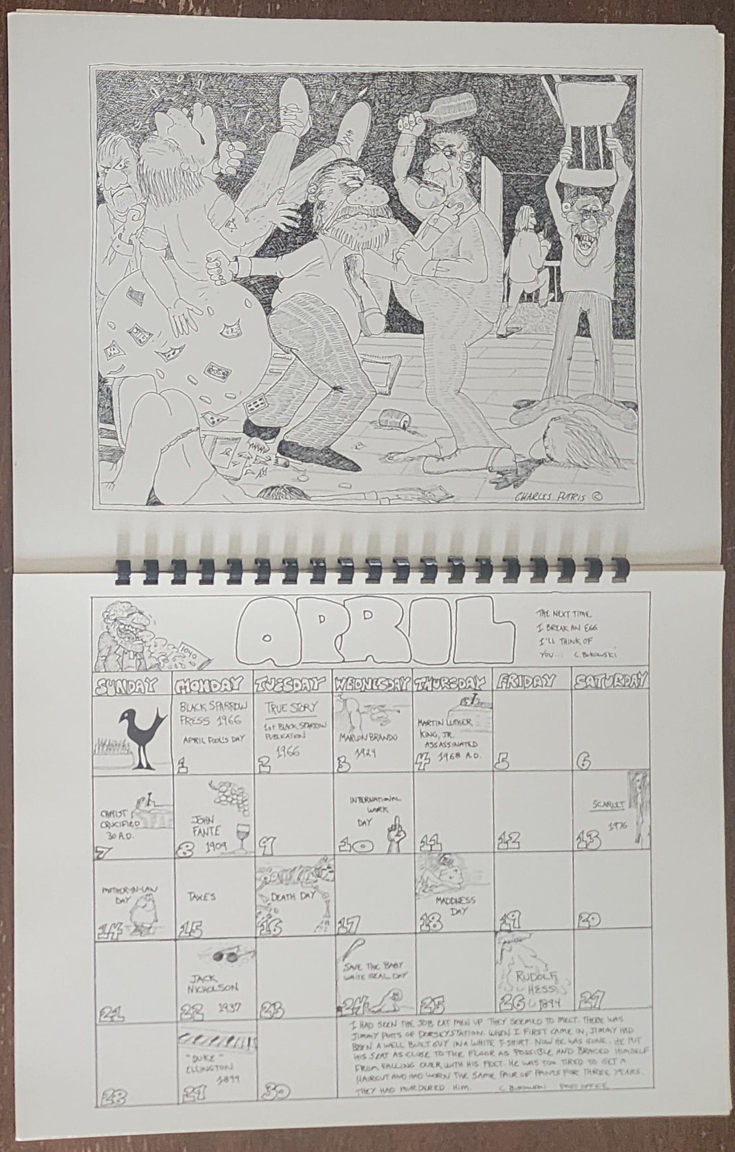 #15/25: The Official Charles Bukowski 1985 “Calender” Black Sparrow Press (1985)