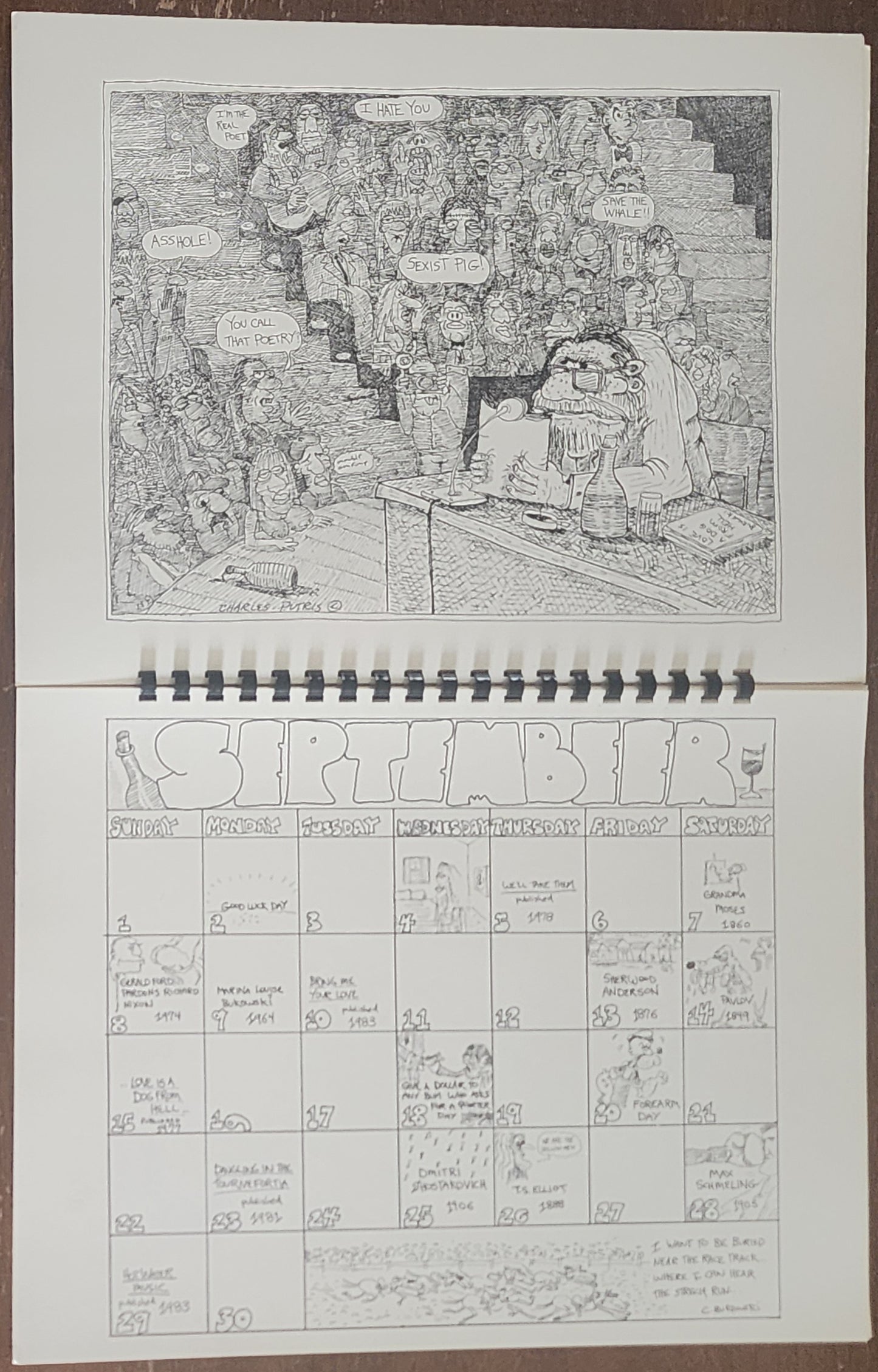 #15/25: The Official Charles Bukowski 1985 “Calender” Black Sparrow Press (1985)