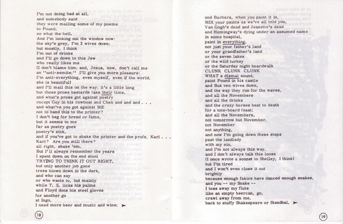 Limited (#45/67) Reproduction of "A Signature of Charles Bukowski Poetry" As It Appeared in Targets 4, December 1960.