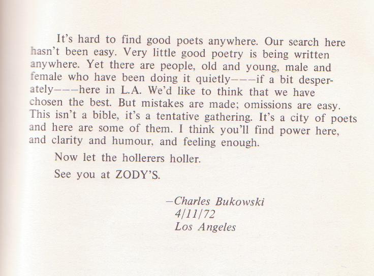 L.A. Anthology of Poets: Charles Bukowski As Publisher, Editor and Writer with Four First Appearance Poems