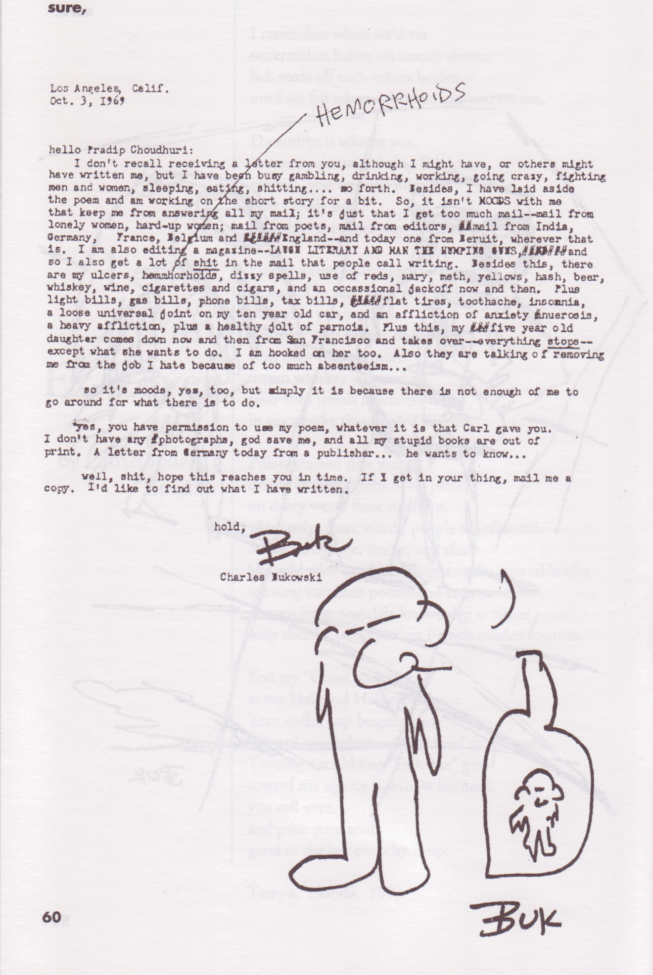 Sure # 7: Charles Bukowski Drawings, 1 Letter, 5 Photographs