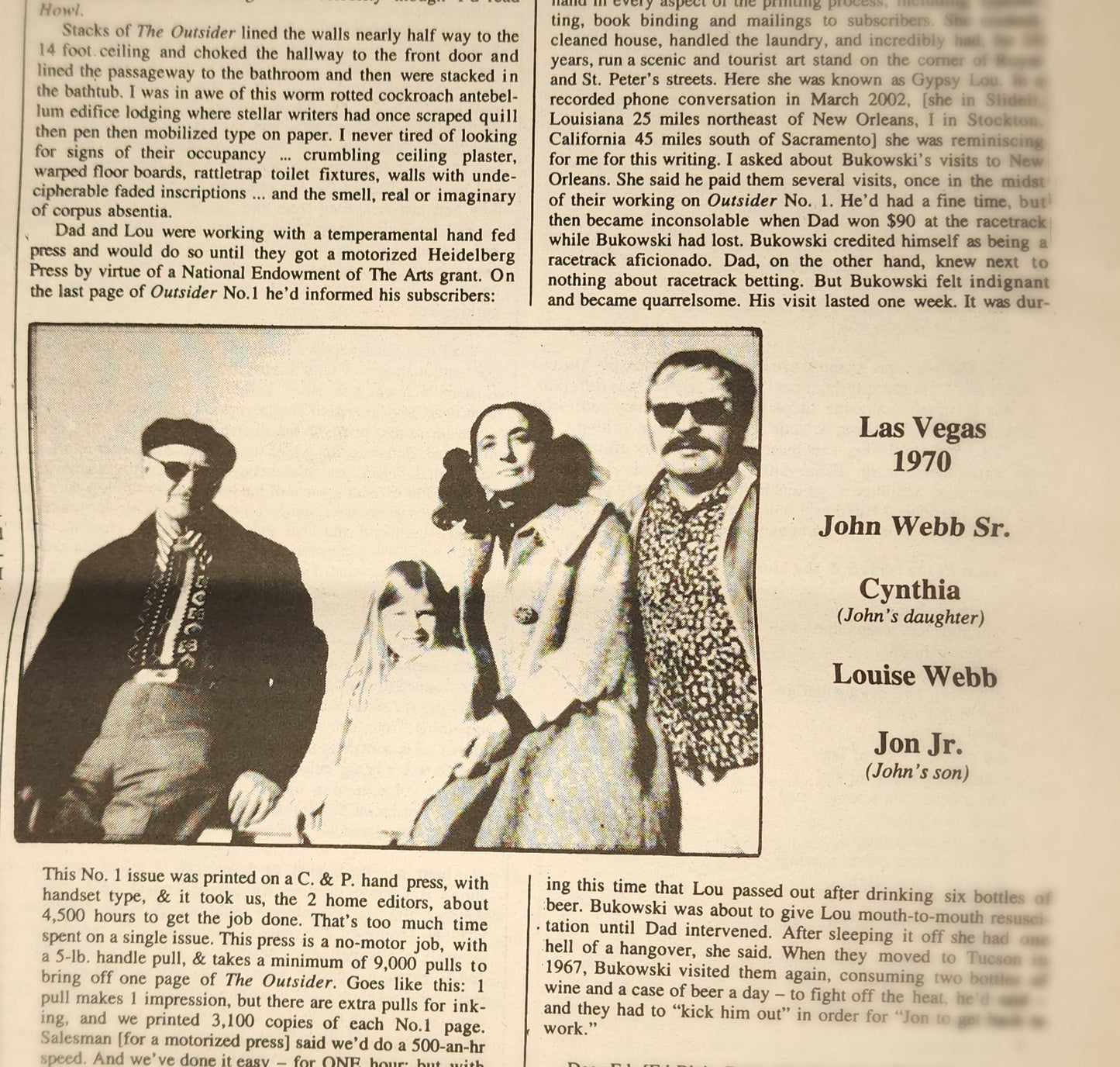 Lengthy Interview with Jon Webb Jr. with Charles Bukowski Transcripts: Chiron Review Autumn 2002