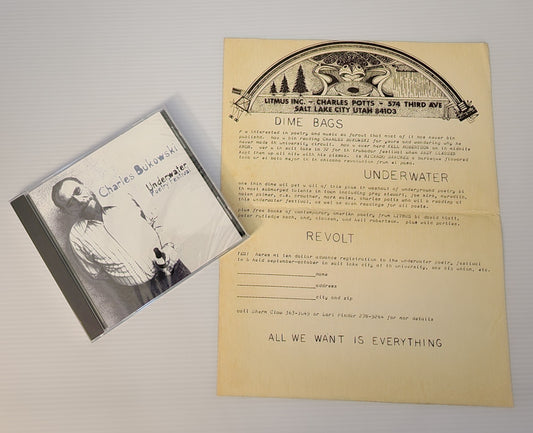 Flyer and CD for Bukowski Reading at the Underwater Poetry Festival (1974)