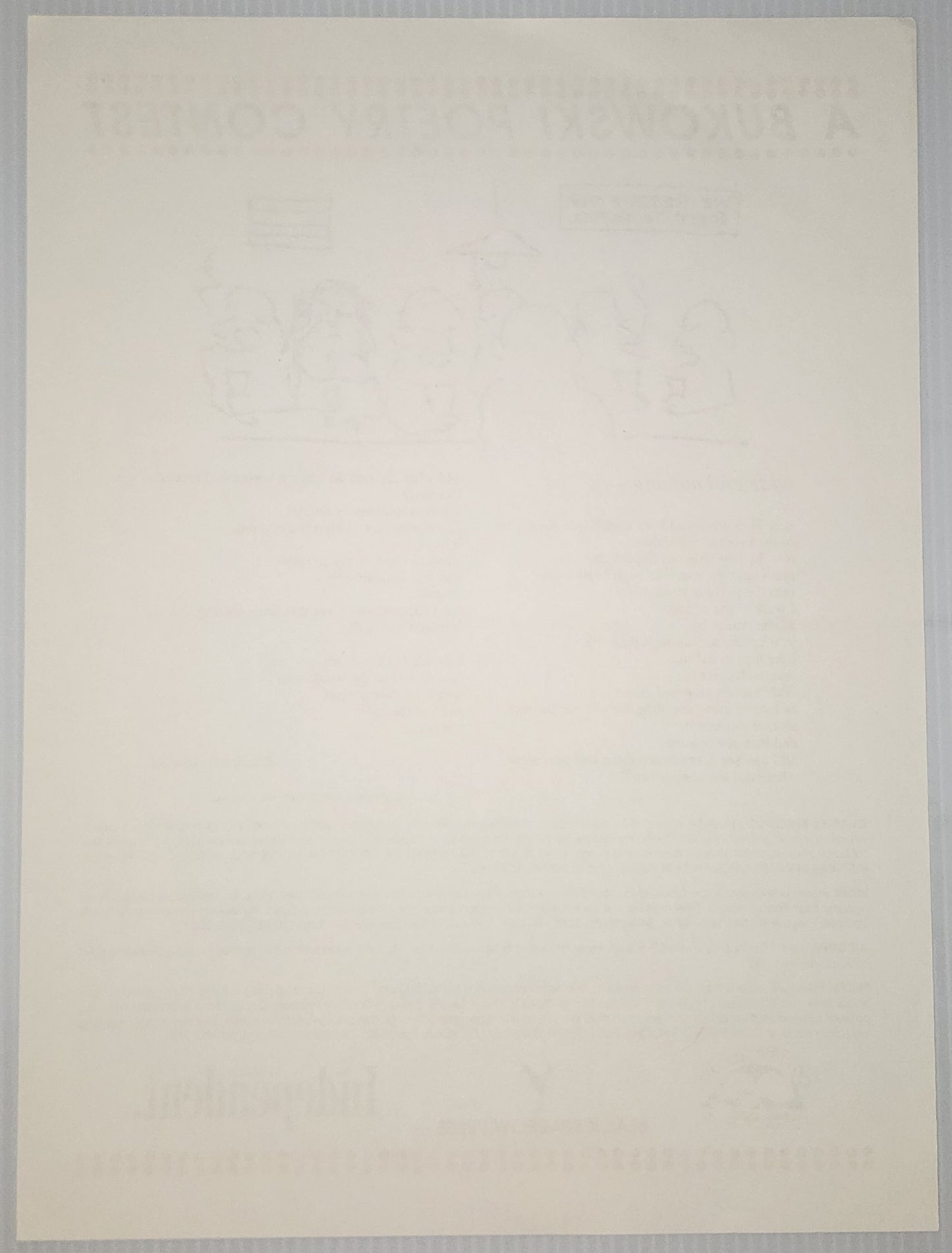 A Bukowski Poetry Contest Broadside: Black Sparrow Press 1999