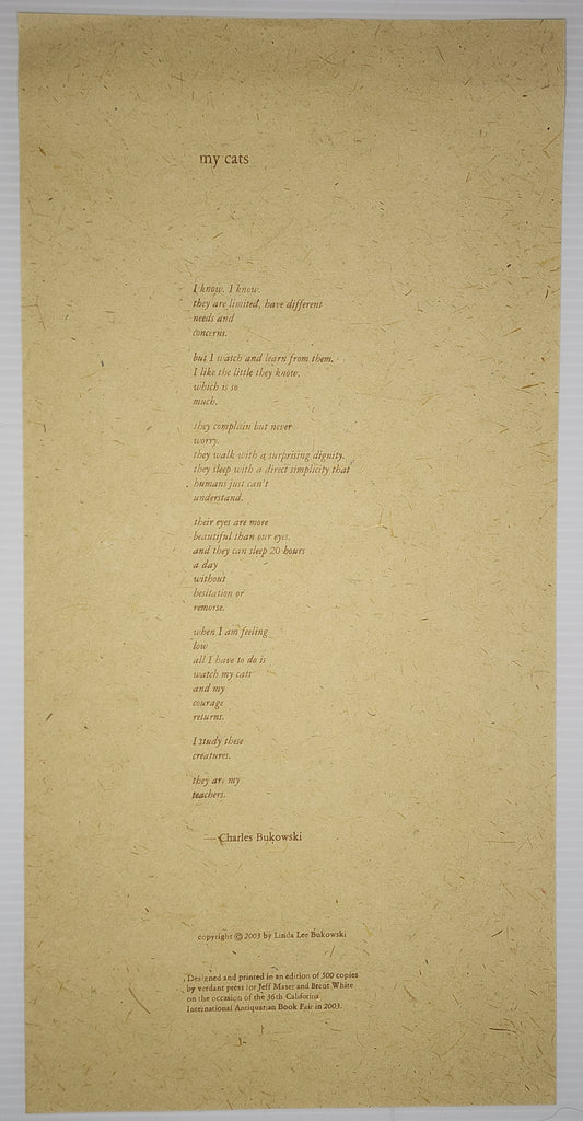 My Cats Broadside (1/500) -- Verdant Press 2003