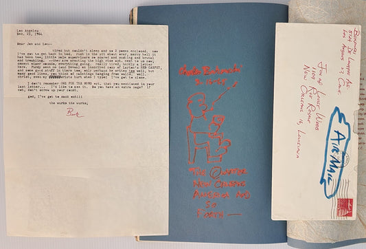 Dec. 23, 1964 , Charles Bukowski Signed Letter to the Webbs and Signed Full-Page Inscription and Drawing in Crucifix in a Deathhand