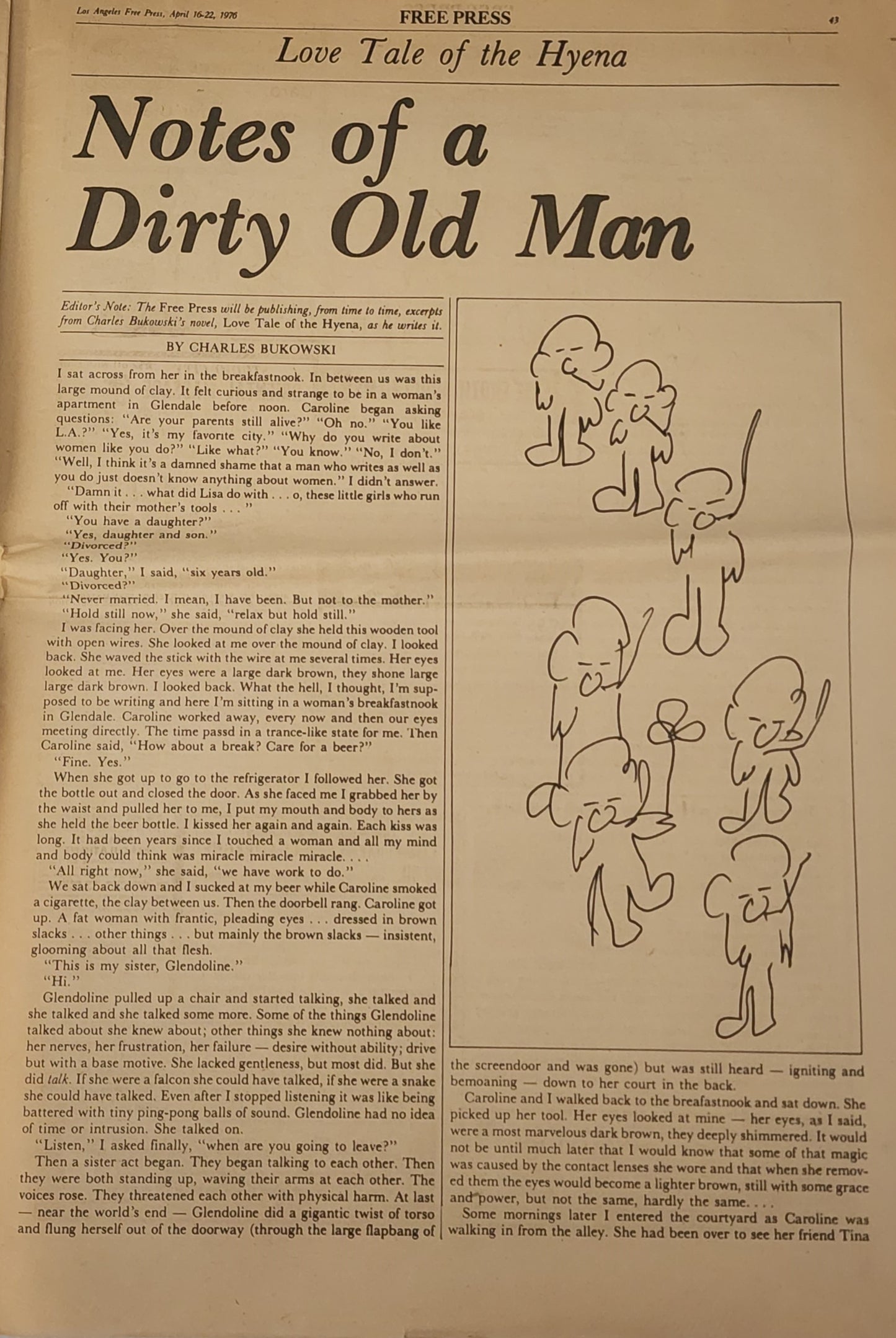 LA Free Press April 16, 1976 – Excerpt from Women in “Notes of a Dirty Old Man” Column