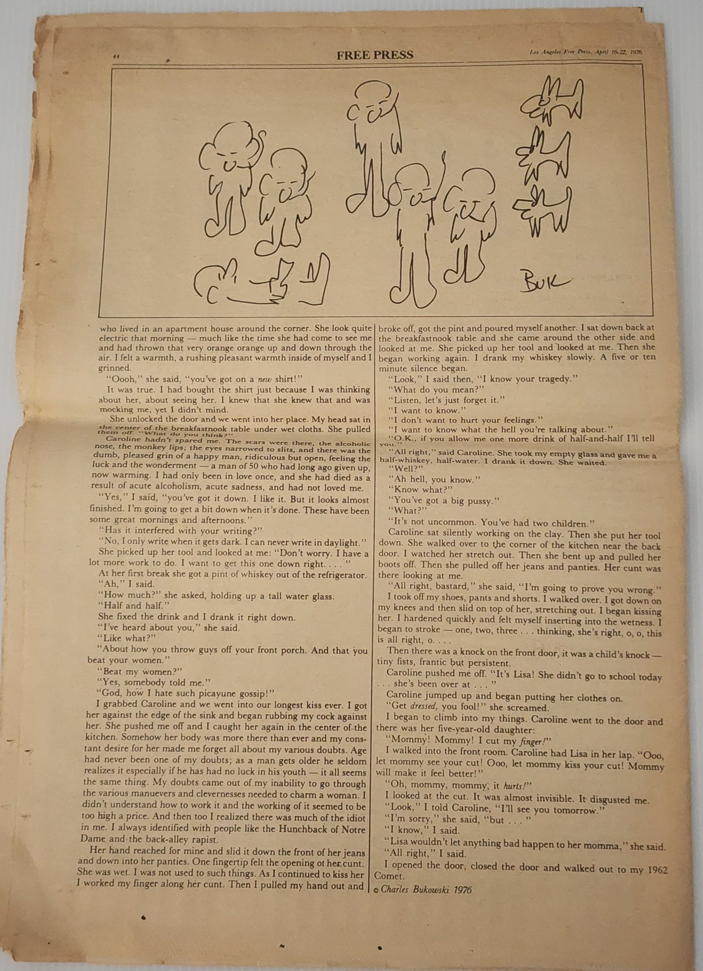 LA Free Press April 16, 1976 – Excerpt from Women in “Notes of a Dirty Old Man” Column
