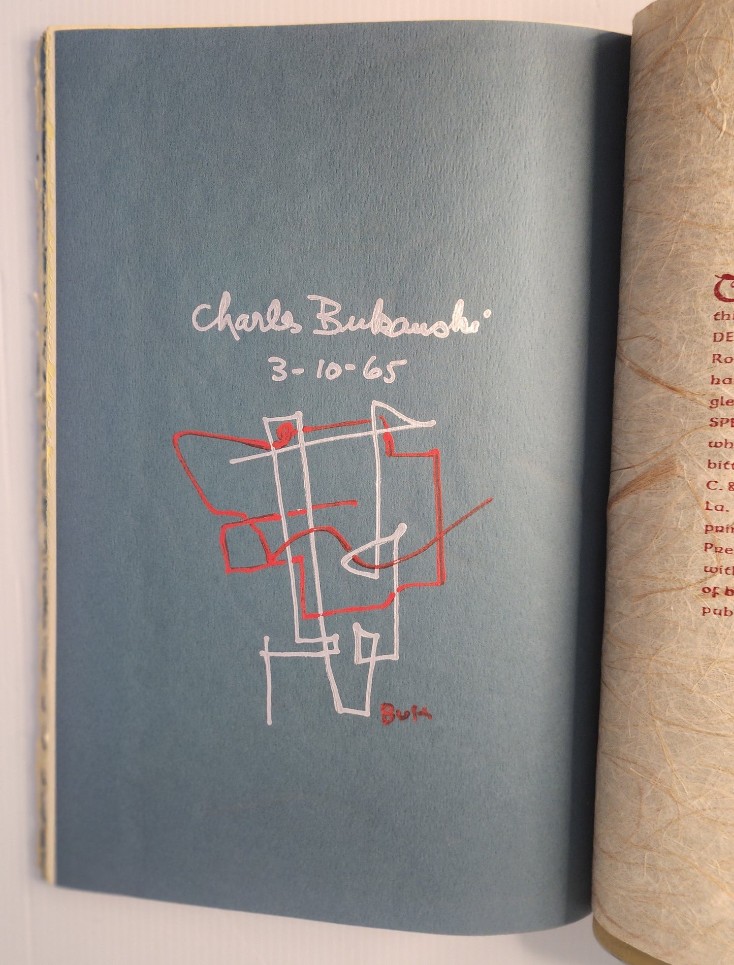 Crucifix In A Deathhand -- Signed by Charles Bukowski with Large Drawing