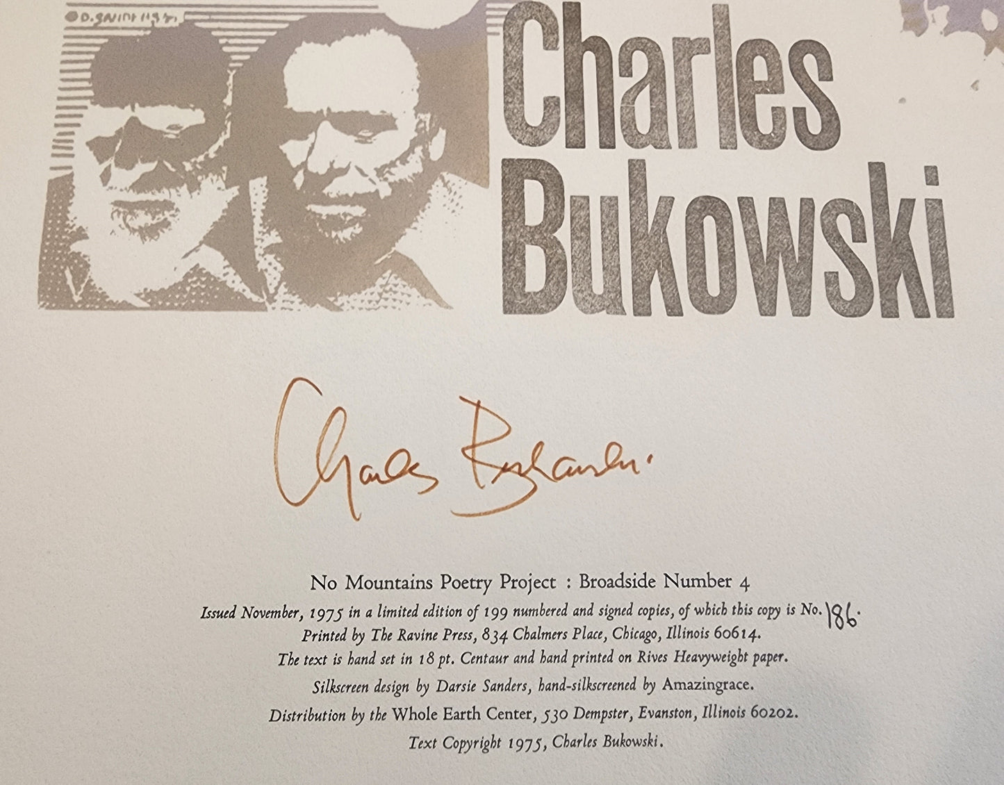 Winter -- Signed with Drawing by Charles Bukowski (#186/199)