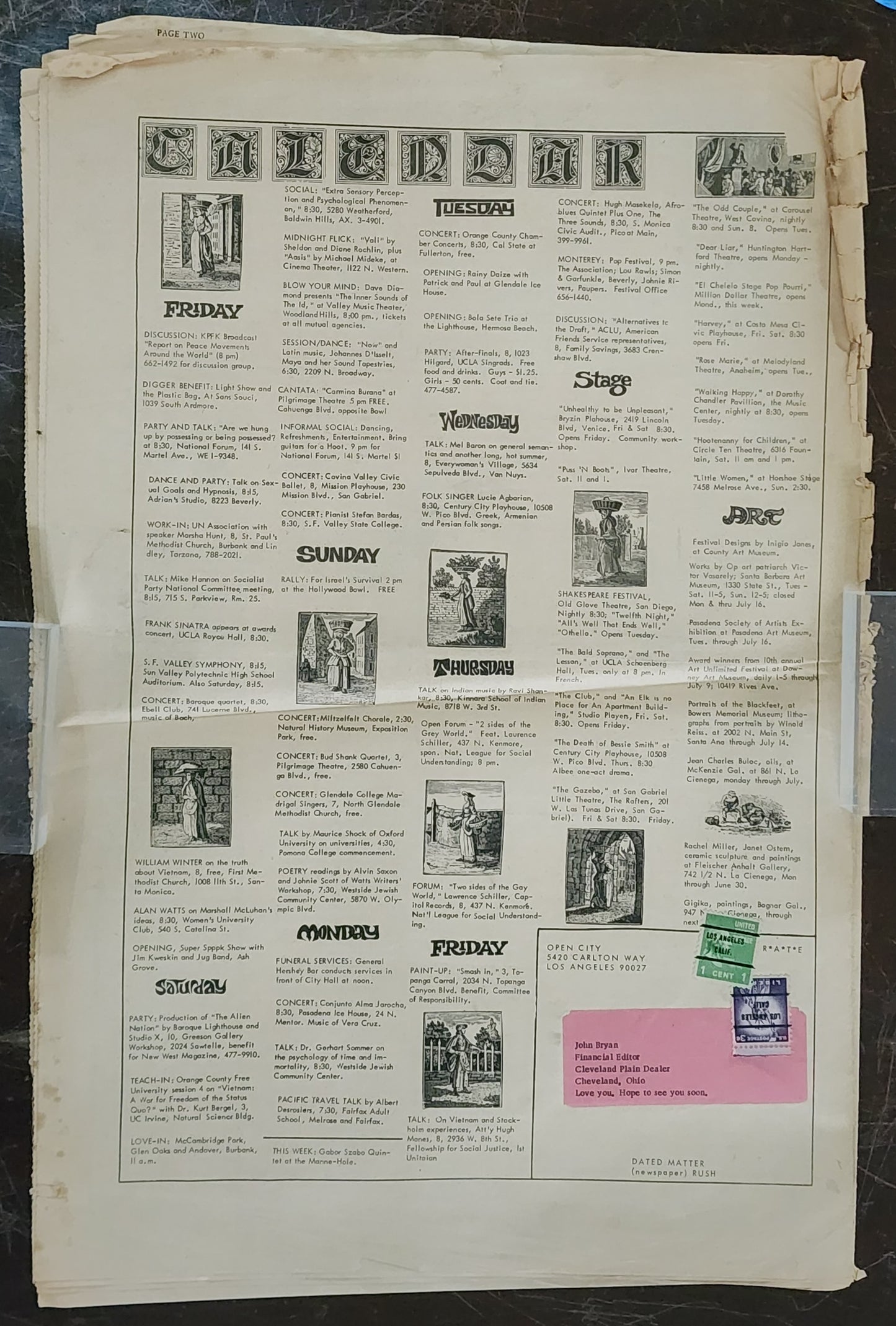 OPEN CITY No. 6, June 9–16, 1967 — Bukowski on Poetry and the Underground, Phil Ochs, Frank Sinatra, Simon & Garfunkel
