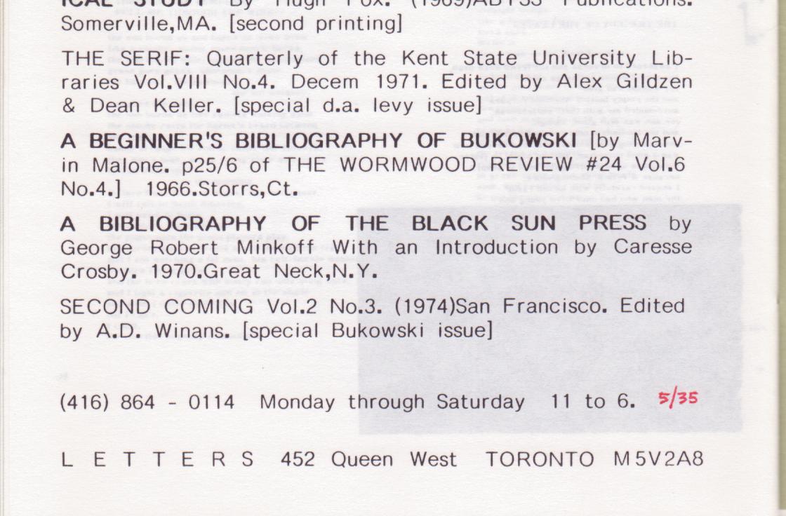 Signatures: A Study of Charles Bukowski’s Appearances in Targets (#5/35)