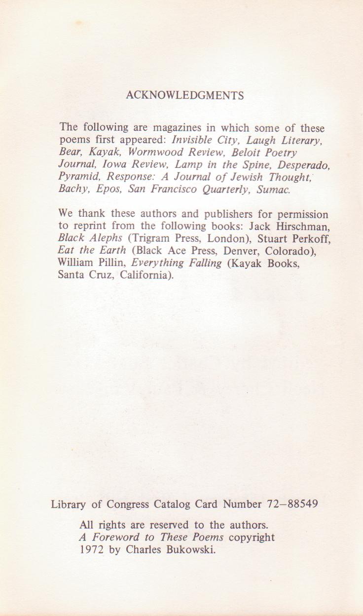 L.A. Anthology of Poets: Charles Bukowski As Publisher, Editor and Writer with Four First Appearance Poems