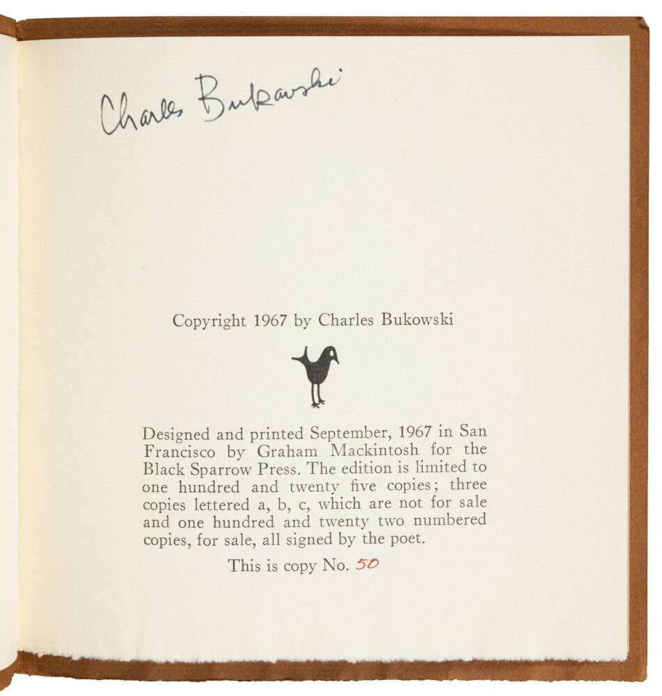 Signed and Inscribed by Charles Bukowski to Doug Blazek: The Curtains Are Waving and People Walk Through the Afternoon Here and in Berlin and in New York City and in Mexico (1967)
