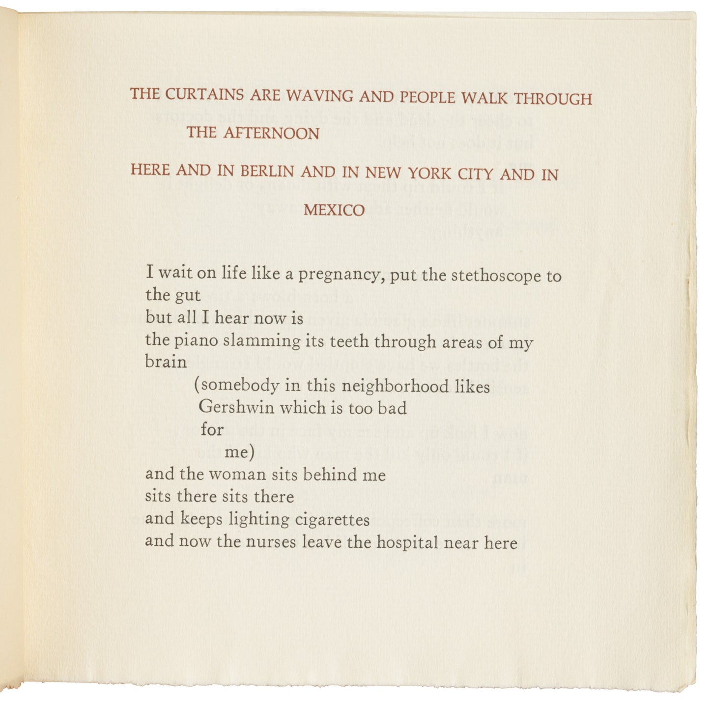 Signed and Inscribed by Charles Bukowski to Doug Blazek: The Curtains Are Waving and People Walk Through the Afternoon Here and in Berlin and in New York City and in Mexico (1967)
