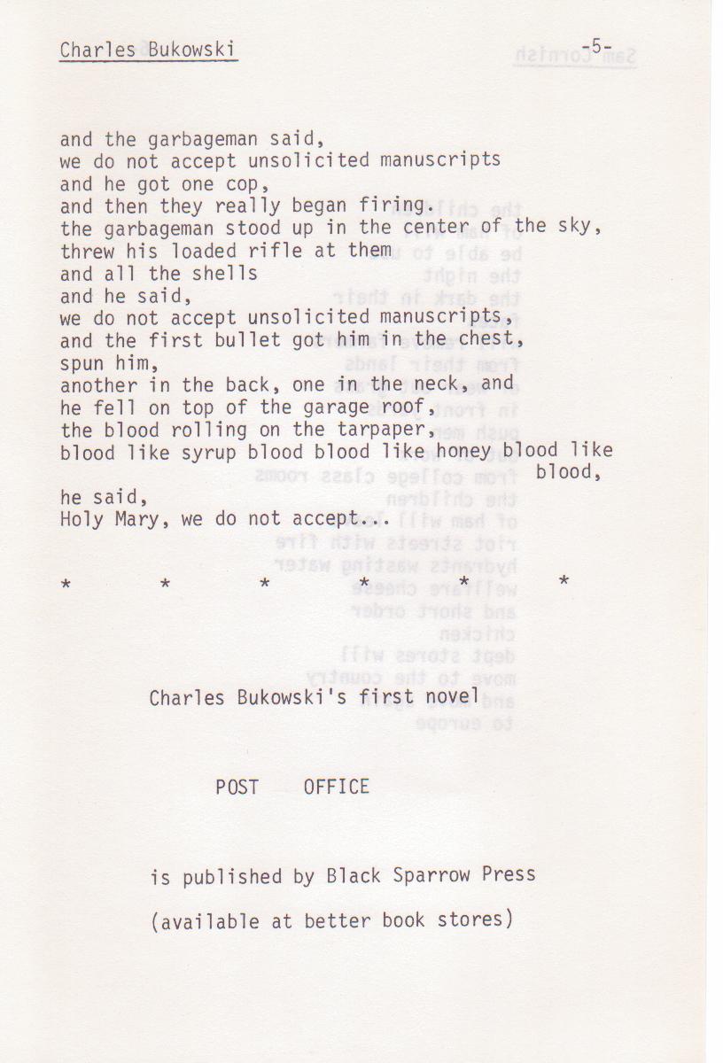 Hanging Loose -- Two First Appearance Charles Bukowski Poems (1971)