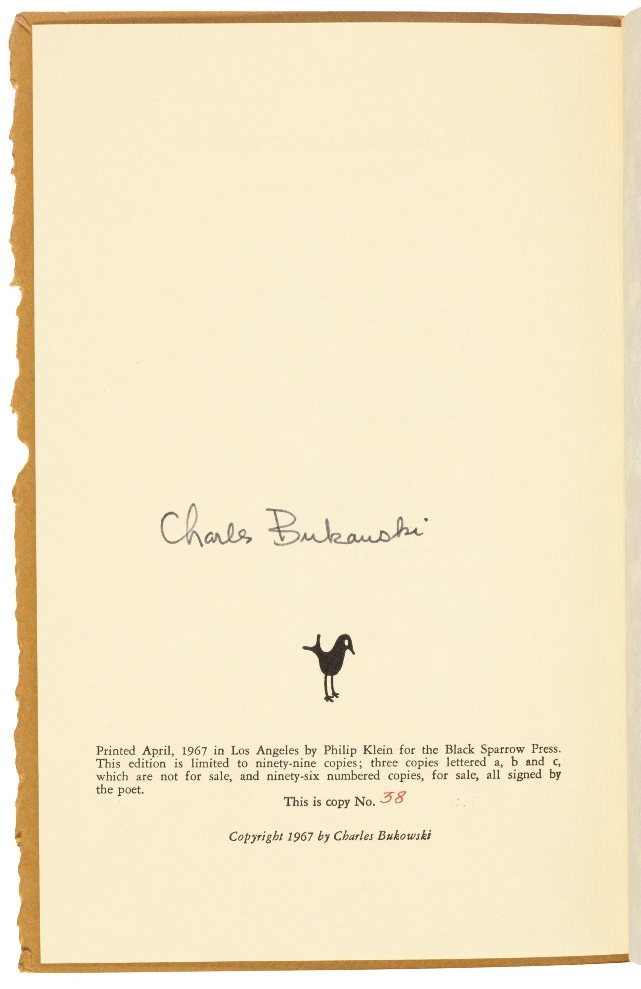 2 By Bukowski – No. 38 of 96 Signed by Charles Bukowski with Custom Box (1967)