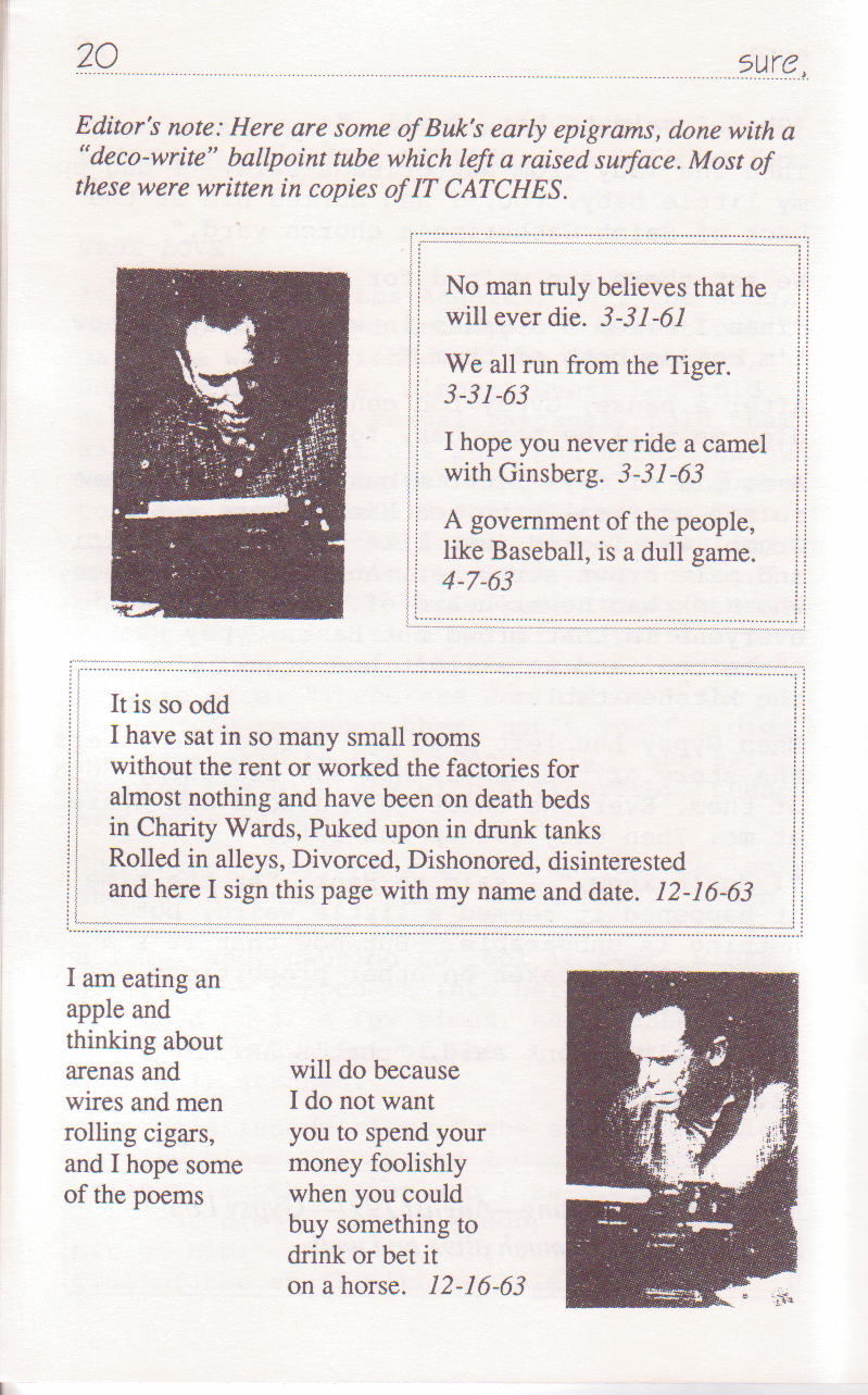 Sue #2 -- Charles Bukowski Drawings, Photographs, & LouJon Special Section