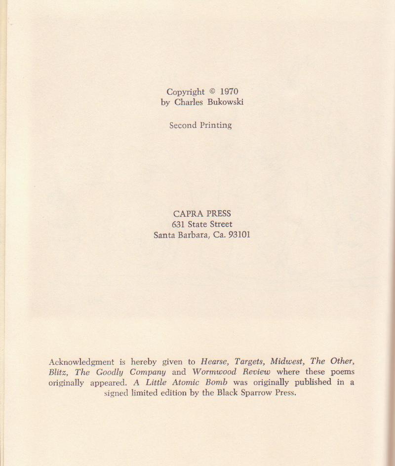 Fire Station by Charles Bukowski (Second Printing)