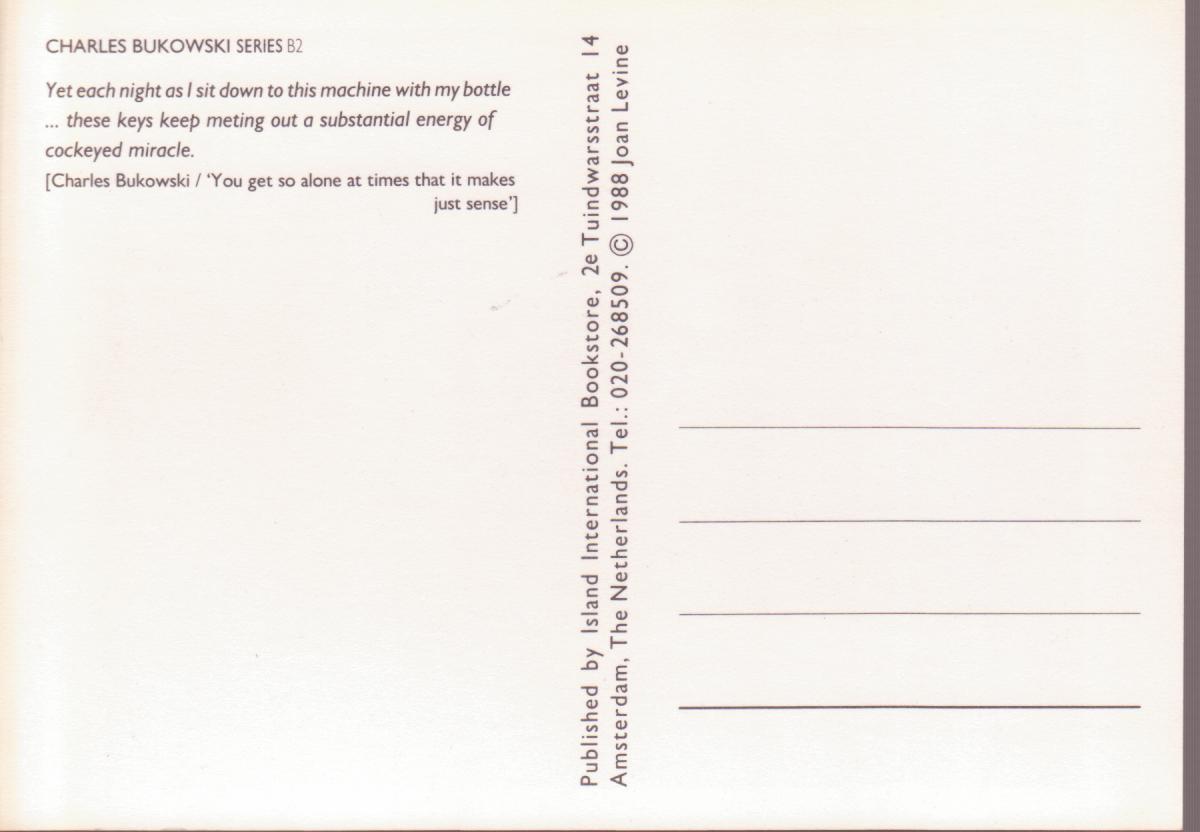 Bukowski 5 Postcards (Second Edition) with Photographs Credited to Joan Gannij