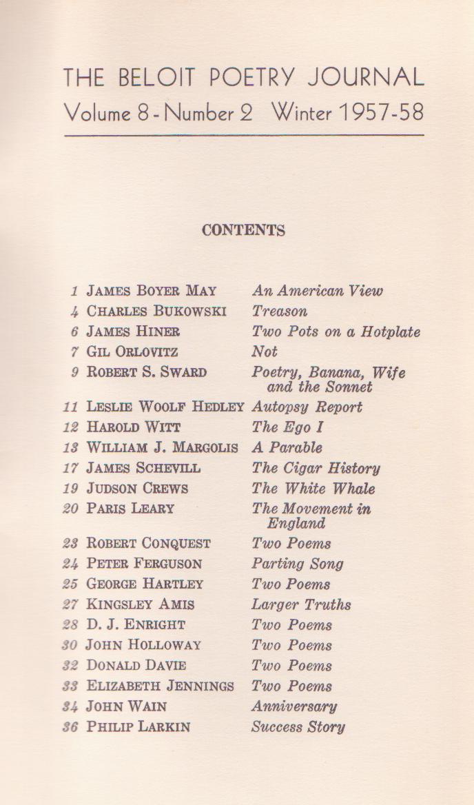 Beloit Poetry Journal – Uncollected Poem, Treason. (1957)