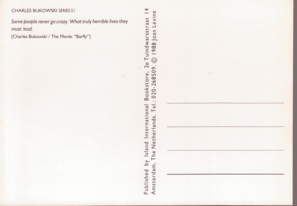 Bukowski 5 Postcards (First Edition) with Photographs Credited to Joan Gannij