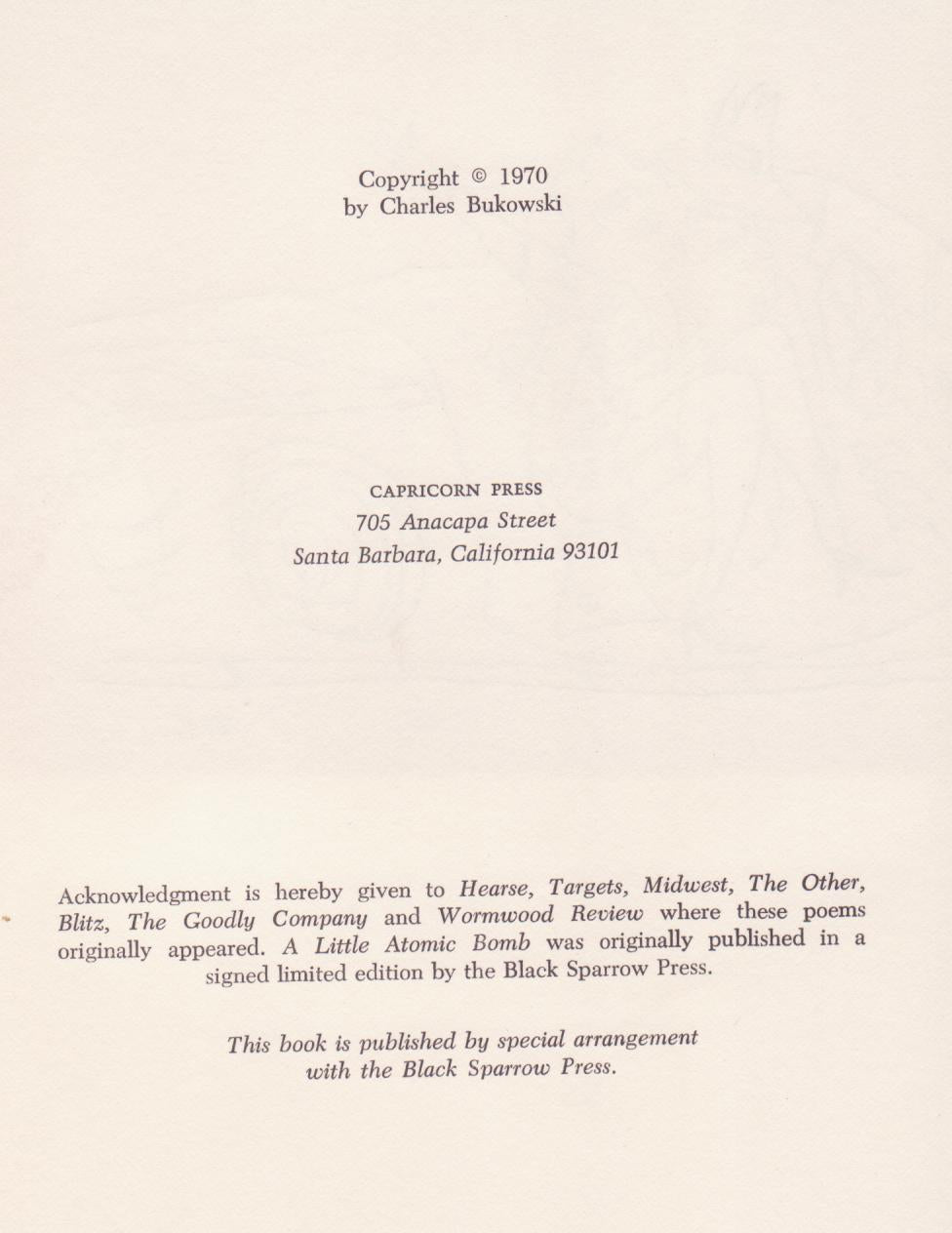 Fire Station by Charles Bukowski (Second Printing)