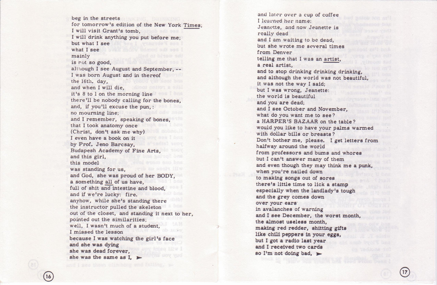 Limited (#45/67) Reproduction of "A Signature of Charles Bukowski Poetry" As It Appeared in Targets 4, December 1960.