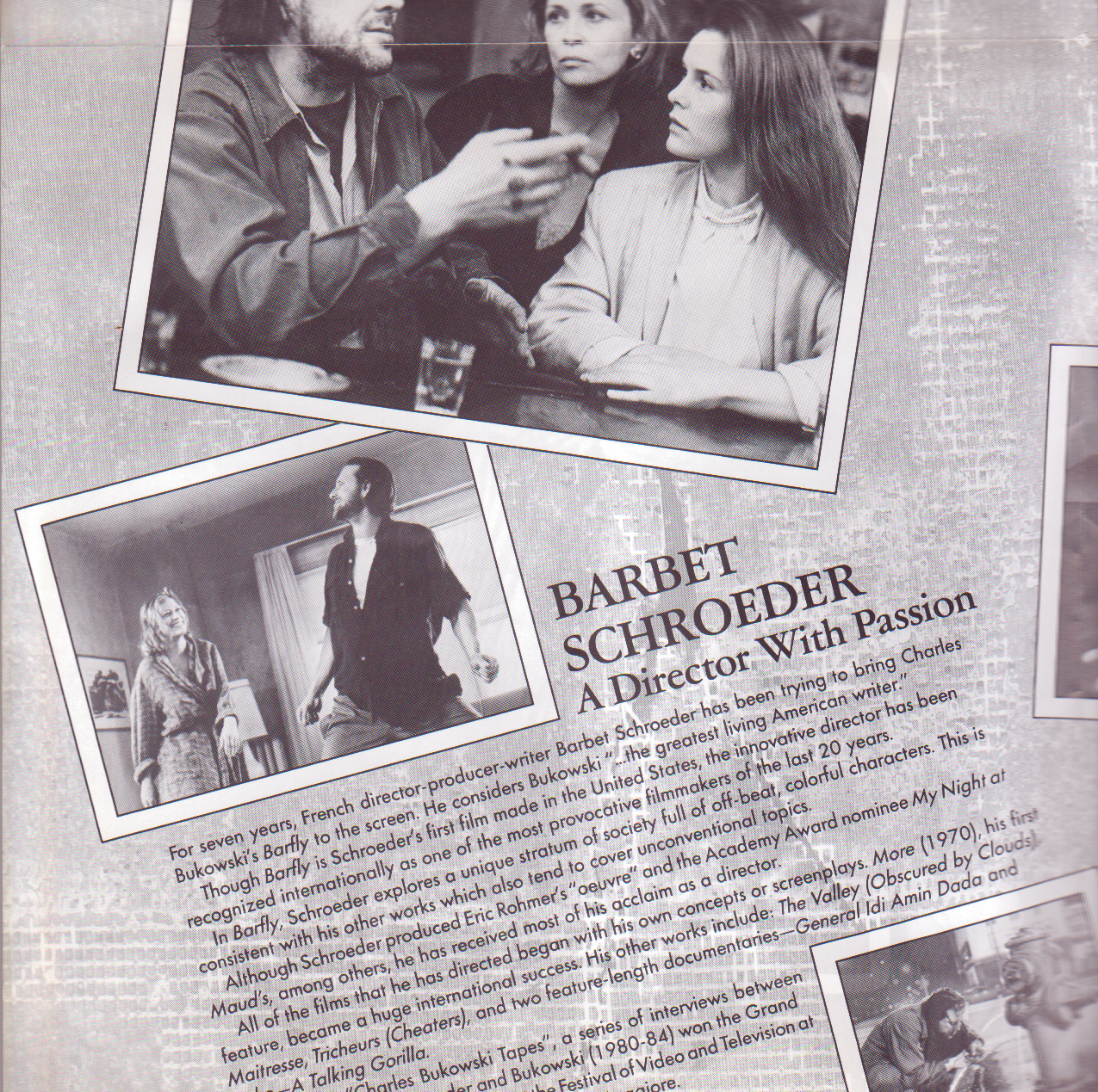 Official Barfly Promo Booklet with Charles Bukowski Interview (1987)