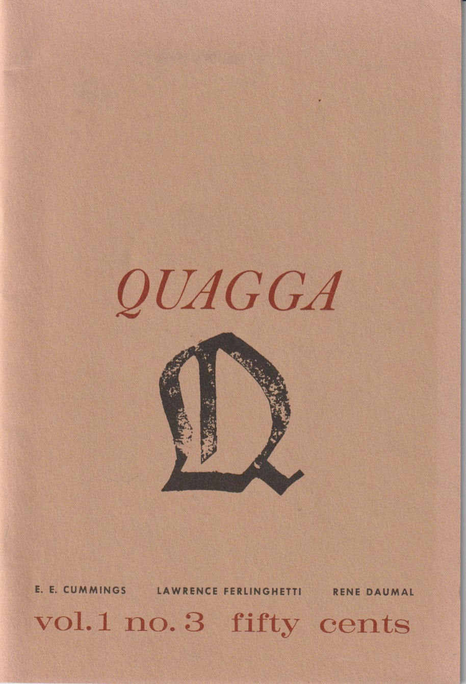 Quagga Vol. 1, No.3 -- First Appearance of Acclaimed Charles Bukowski Poem (1960)