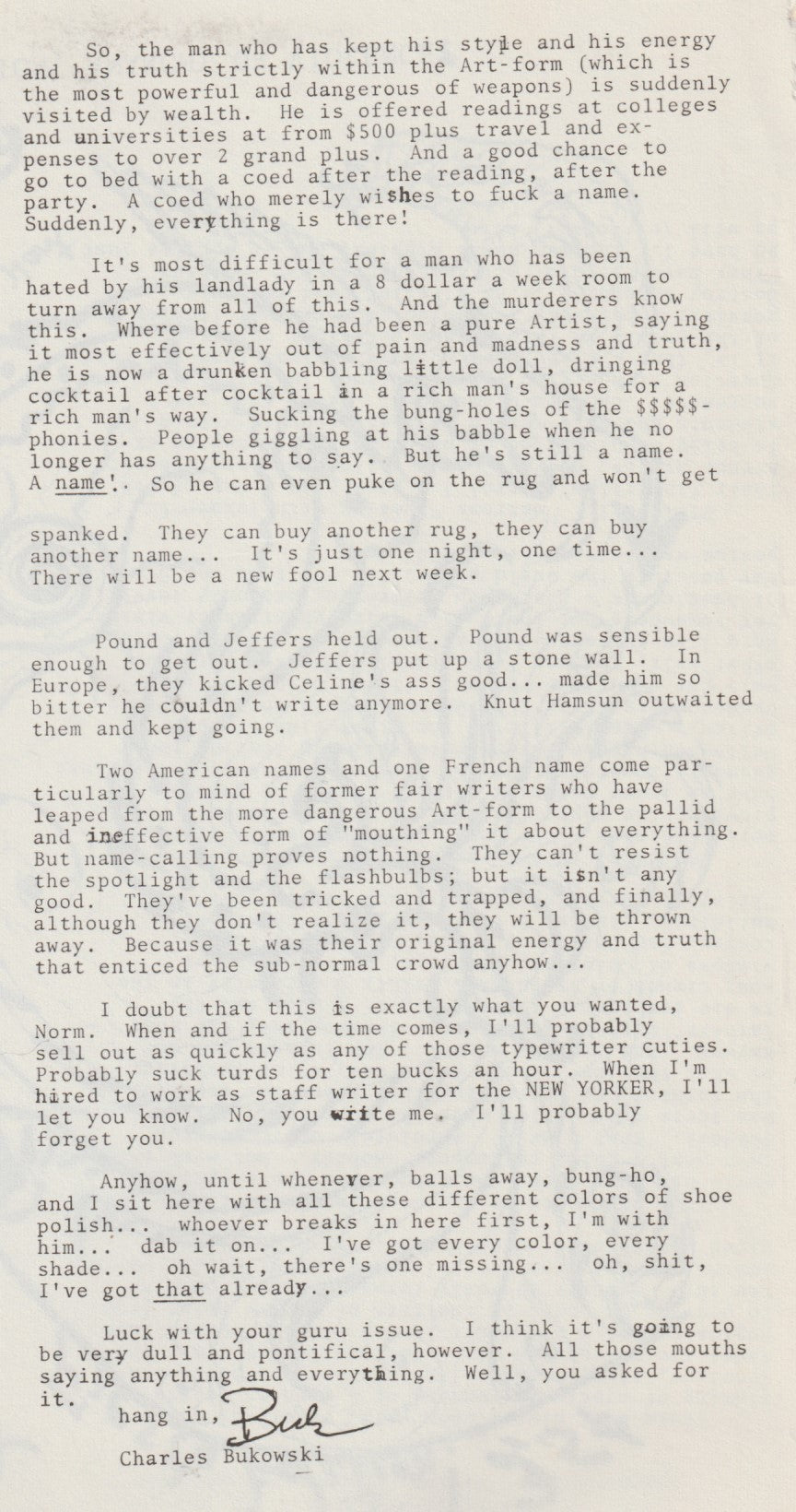 Pulse 4 -- Three Uncollected Charles Bukowski Poems (1971)