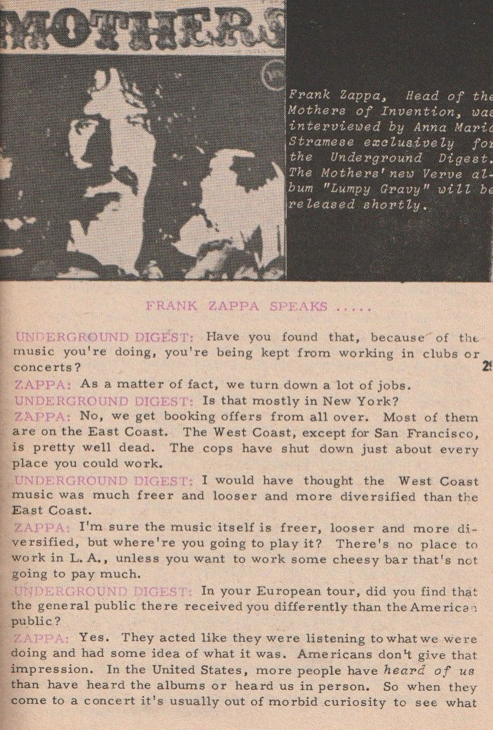 Underground Digest Vol. 1, No. 2 -- Notes of a Dirty Old Man Column by Charles Bukowski (1967)