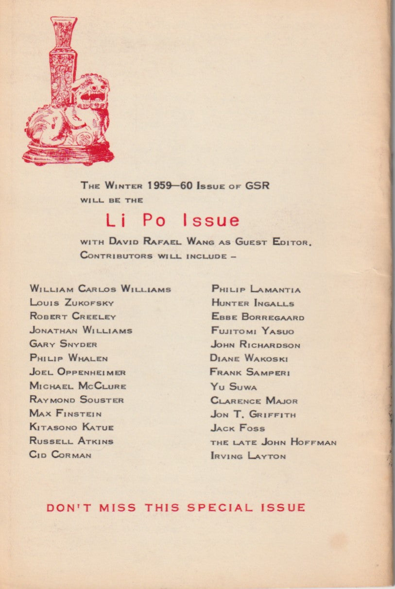 The Galley Sail Review, Vol. 1, No. 4 -- First Appearance of The Twins by Charles Bukowski (1959)