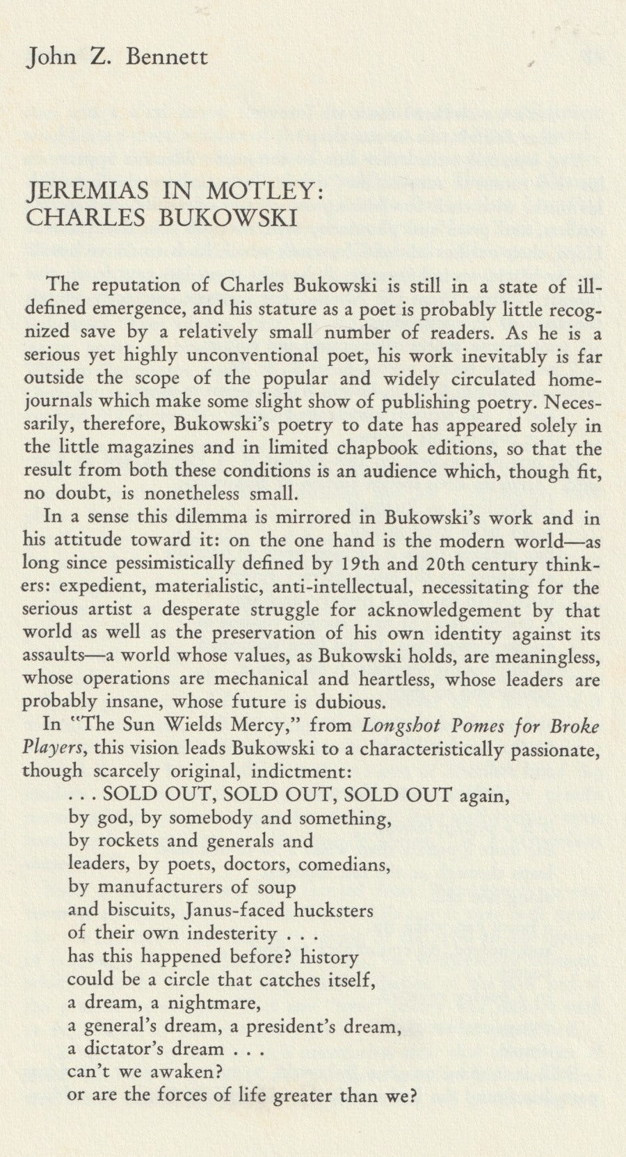 Descant Vol. 8, No. 1 -- Early Critical Study of Charles Bukowski (1963)