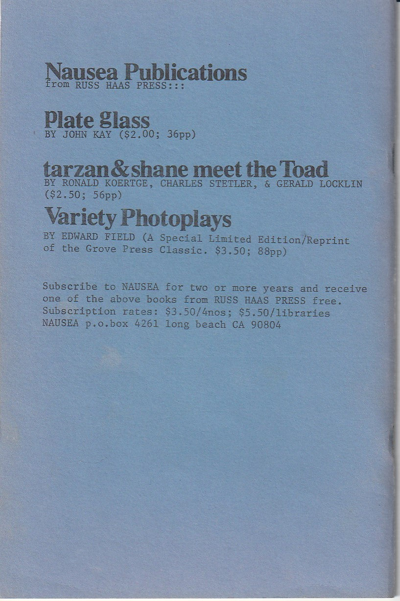 Nausea 8, Vol. 3 No. 1 -- One Uncollected Poem By Charles Bukowski (1975)