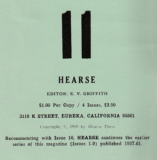 Hearse 11 -- Three First Appearance Poems by Charles Bukowski (1969)