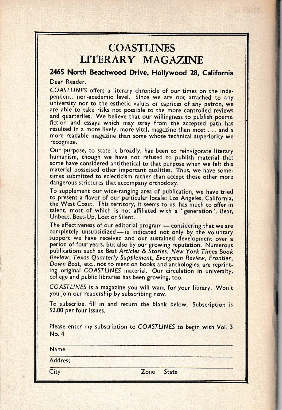 Coastlines 12 -- First Appearance of Dow Jones: Down (1959)